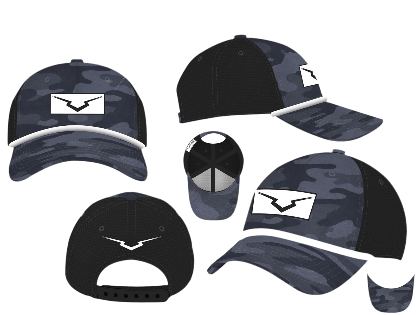 Black Camo White Rope Curved Bill