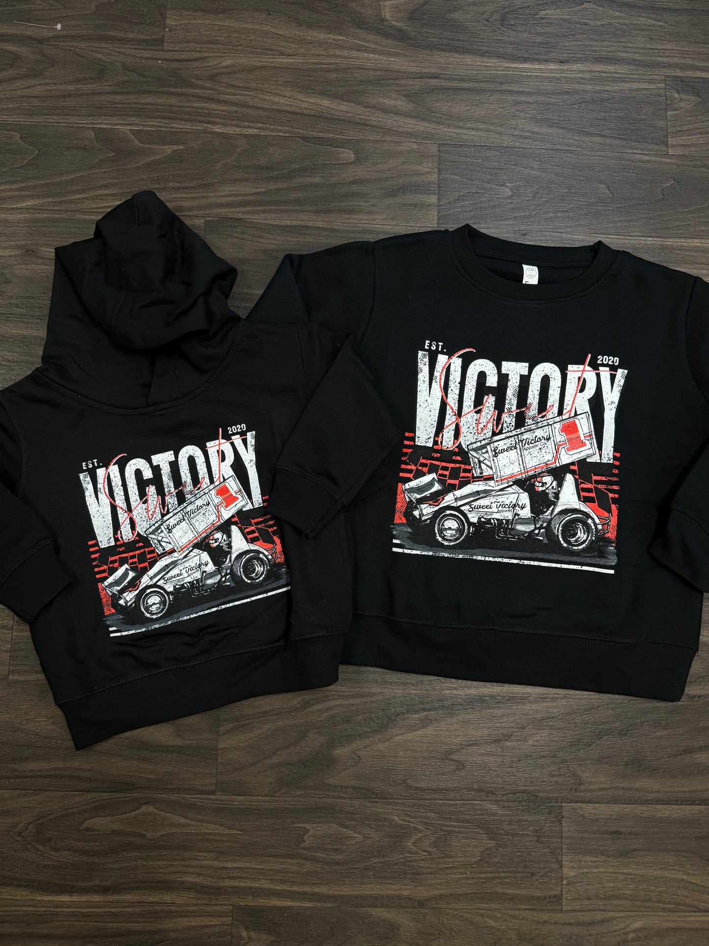 Black Sprint Car Kids Sweatshirt