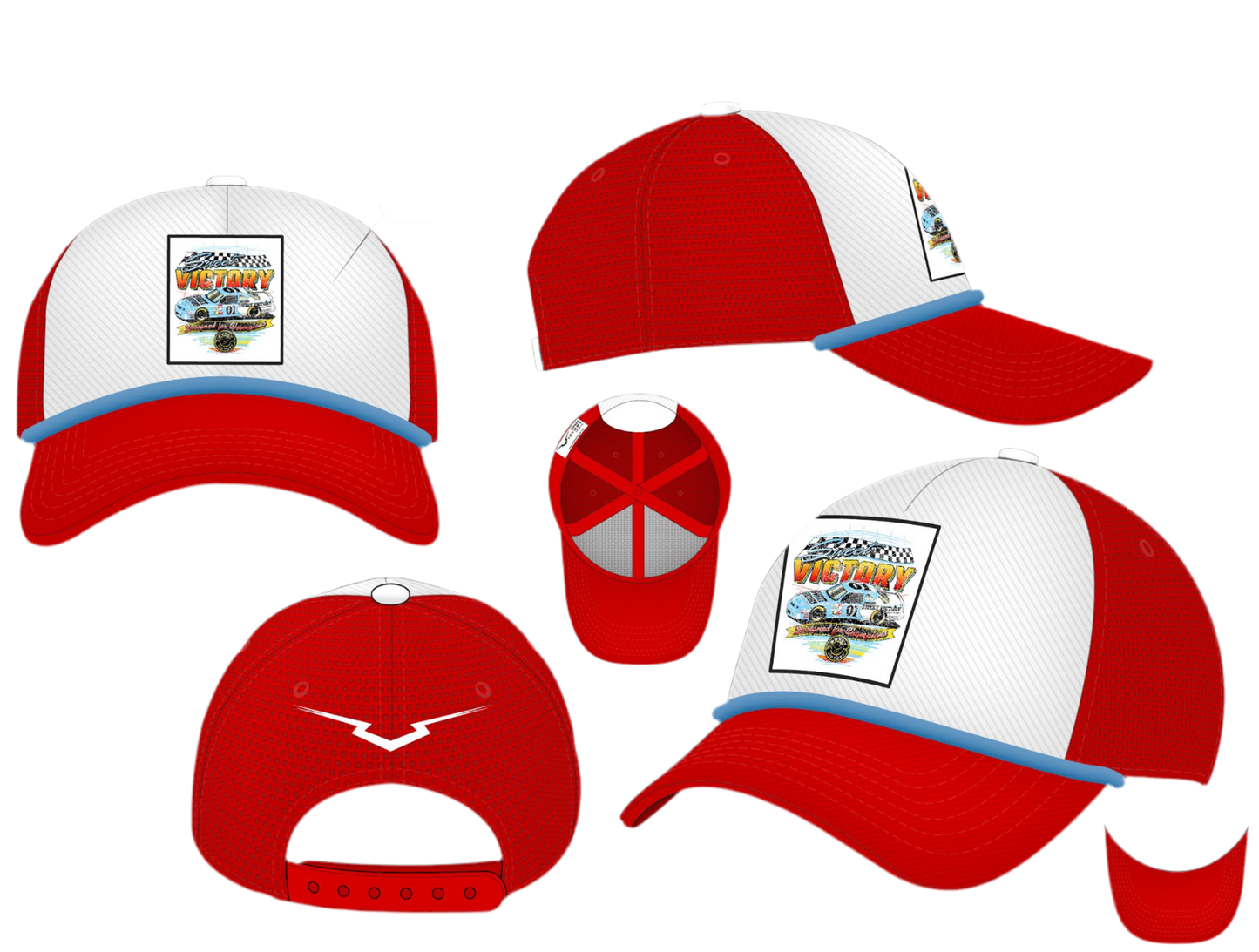 Red Retro Cup Car Curved Bill Rope Hat