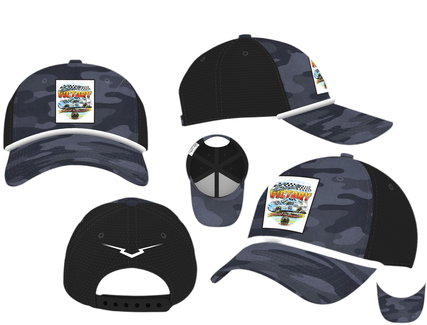 Black Camo Retro Cup Flat Bill Rope Hat