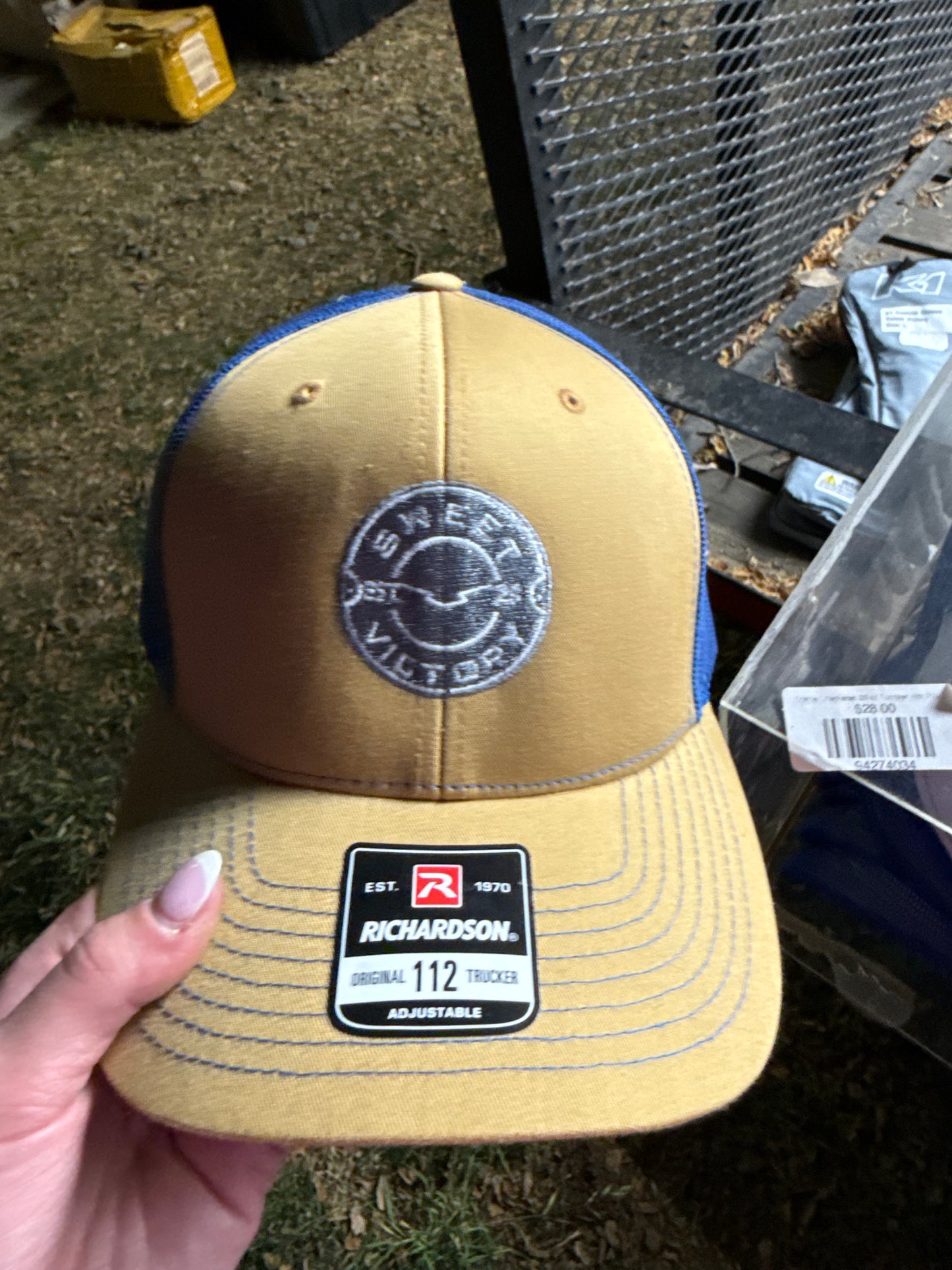 Yellow/Blue Richardson 112 Circle Logo Snapback Hat