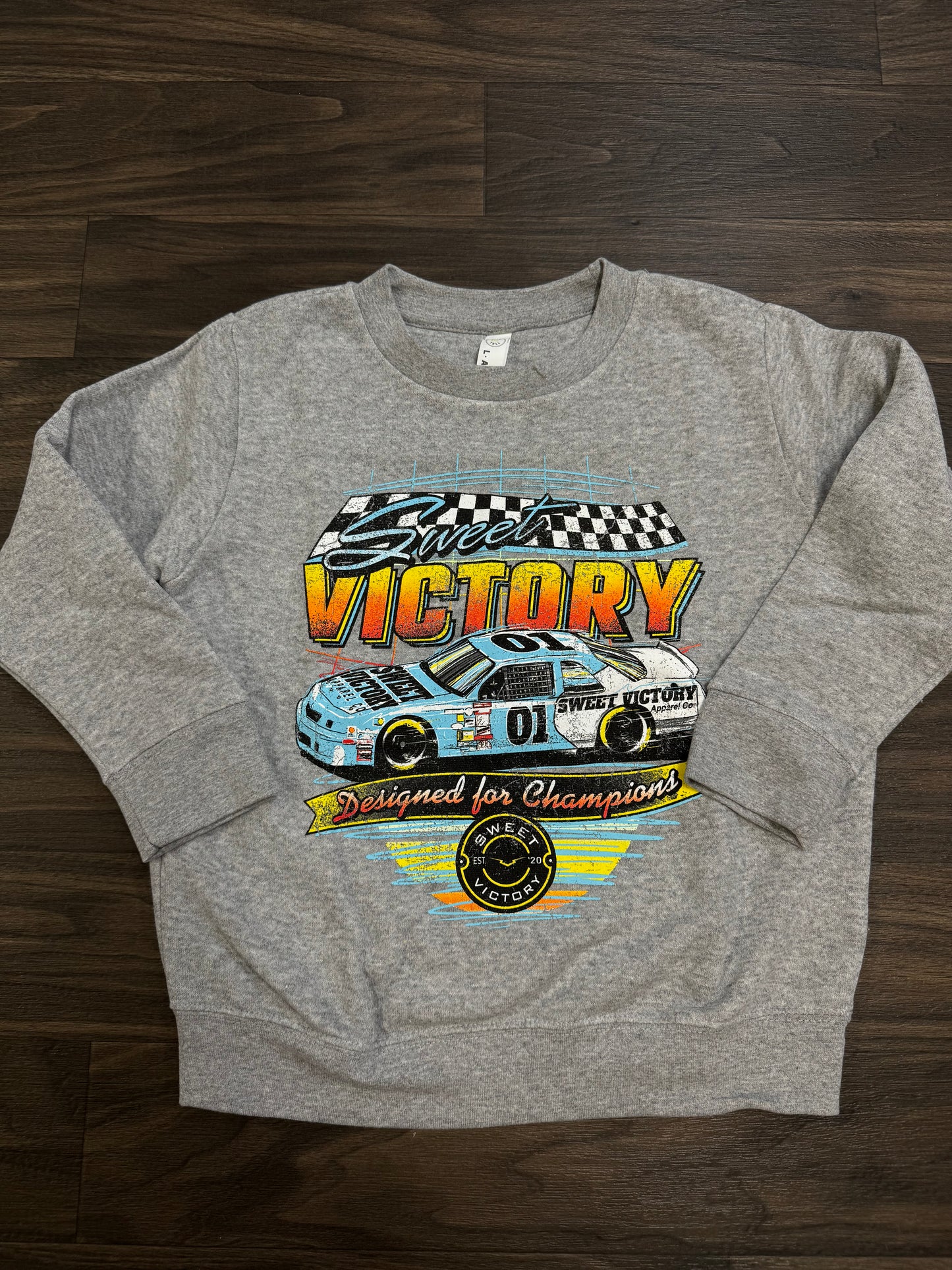 Heather Grey Retro Racing Kids Sweatshirt