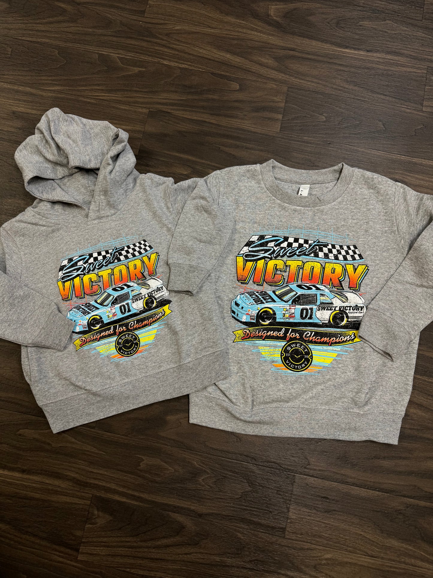 Heather Grey Retro Racing Kids Sweatshirt