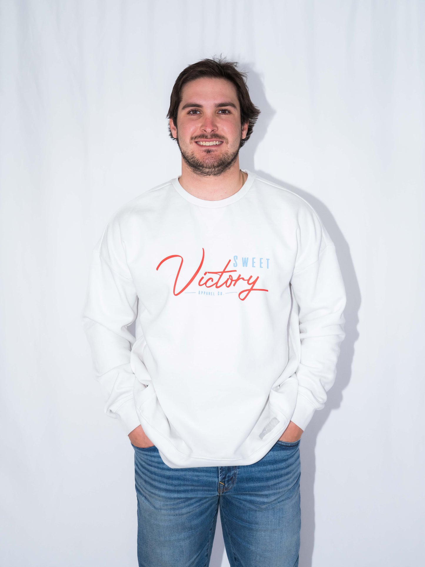 White Adventure Cozy Crewneck Sweatshirt