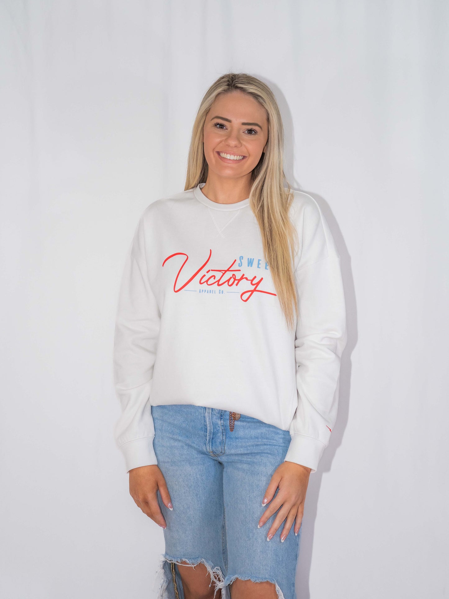 White Adventure Cozy Crewneck Sweatshirt