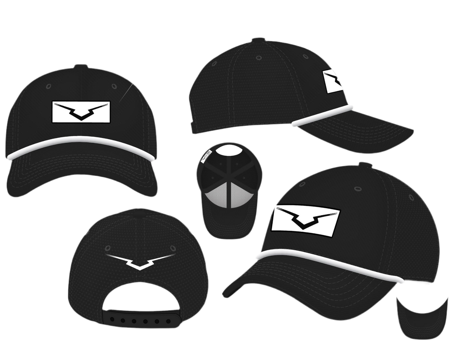 Black V White Rope Curved Bill Snapback