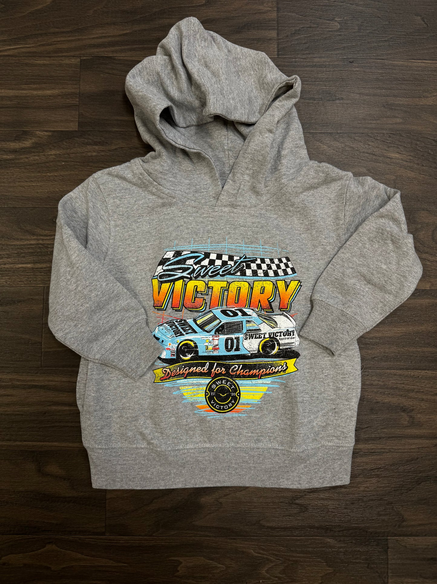 Heather Grey Retro Racing Kids Sweatshirt