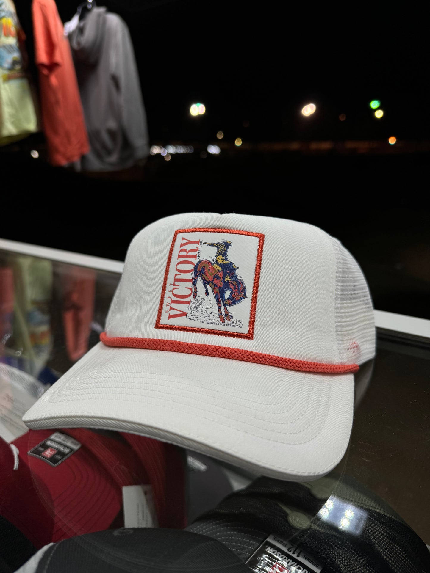 White Western Coral Rope Curved Bill Hat