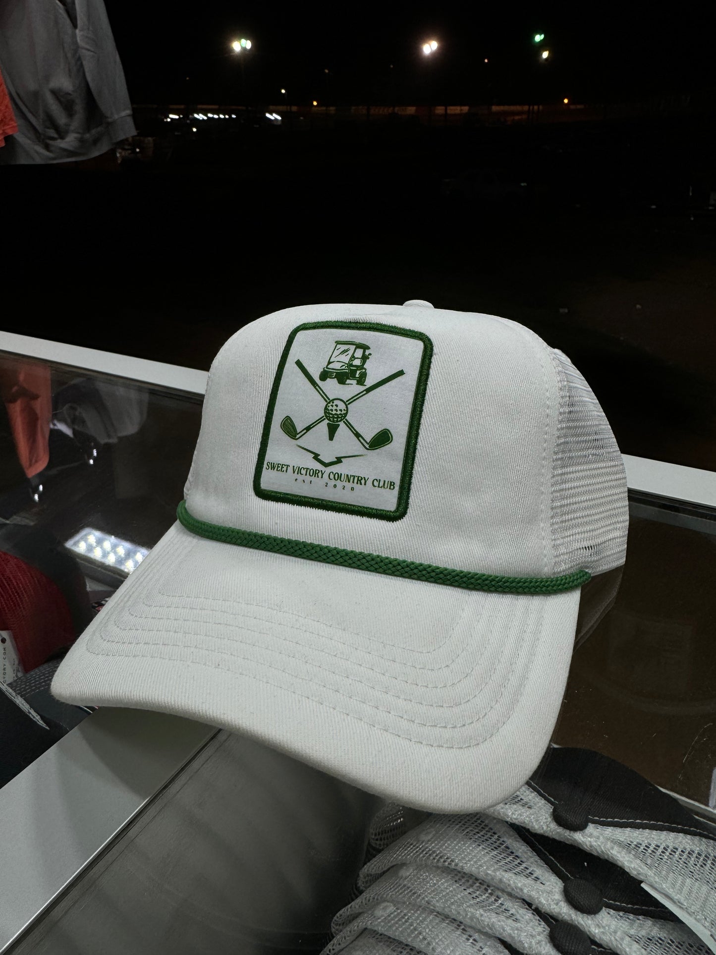 White Country Club Curved Bill Rope Hat