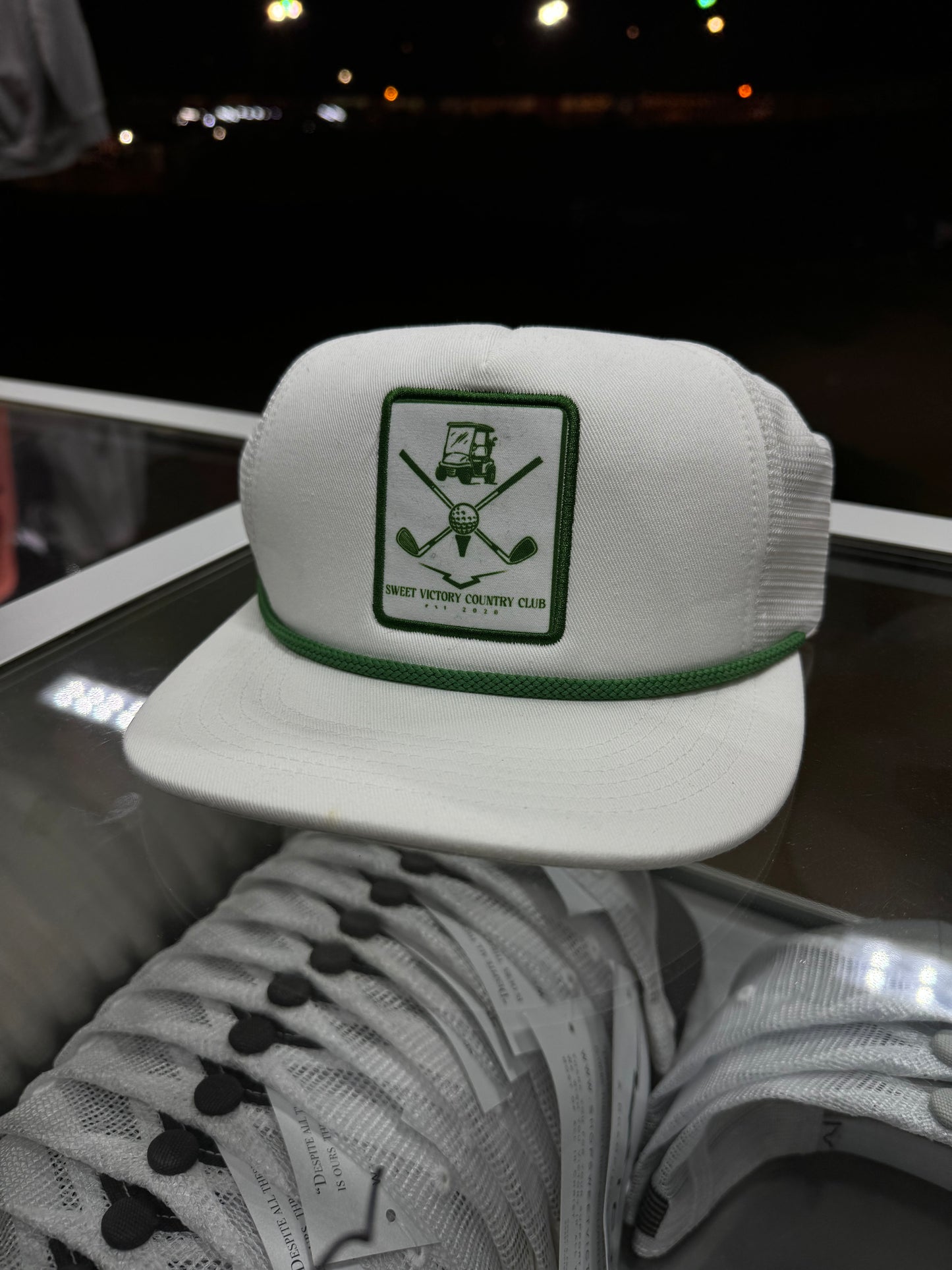 White Country Club Flat Bill Rope Hat