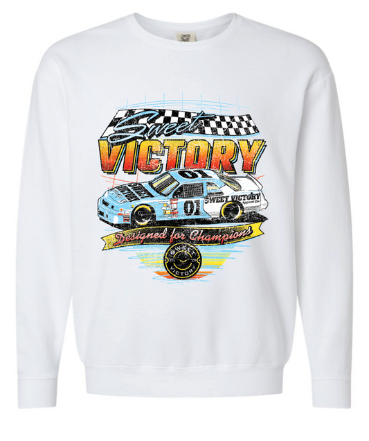 Retro Racing White Crewneck Sweatshirt