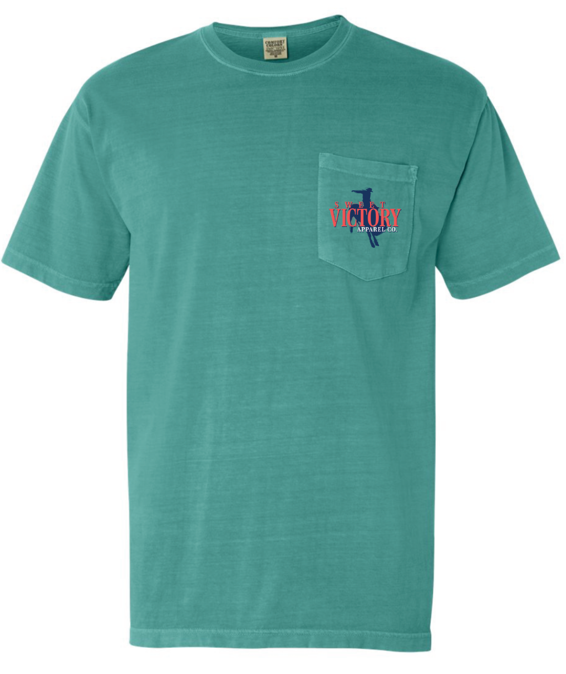 Sweet Victory Western Teal Comfort Colors Pocket Tee