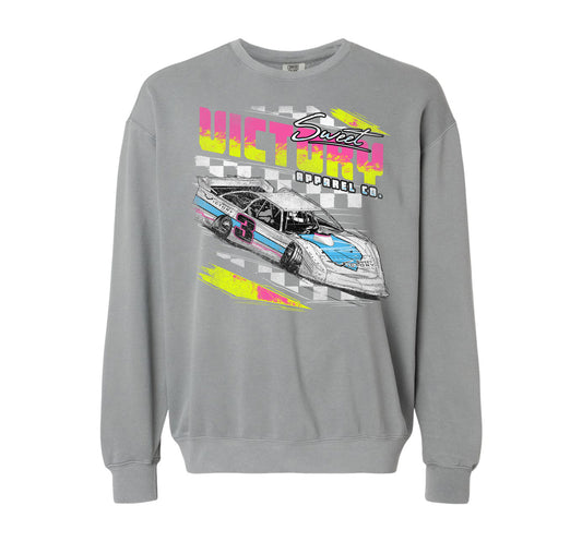 Late Model Retro Racing Grey Crewneck Sweatshirt