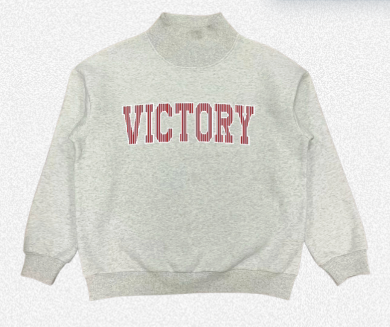 Grey VICTORY Stripe Mockneck Sweatshirt