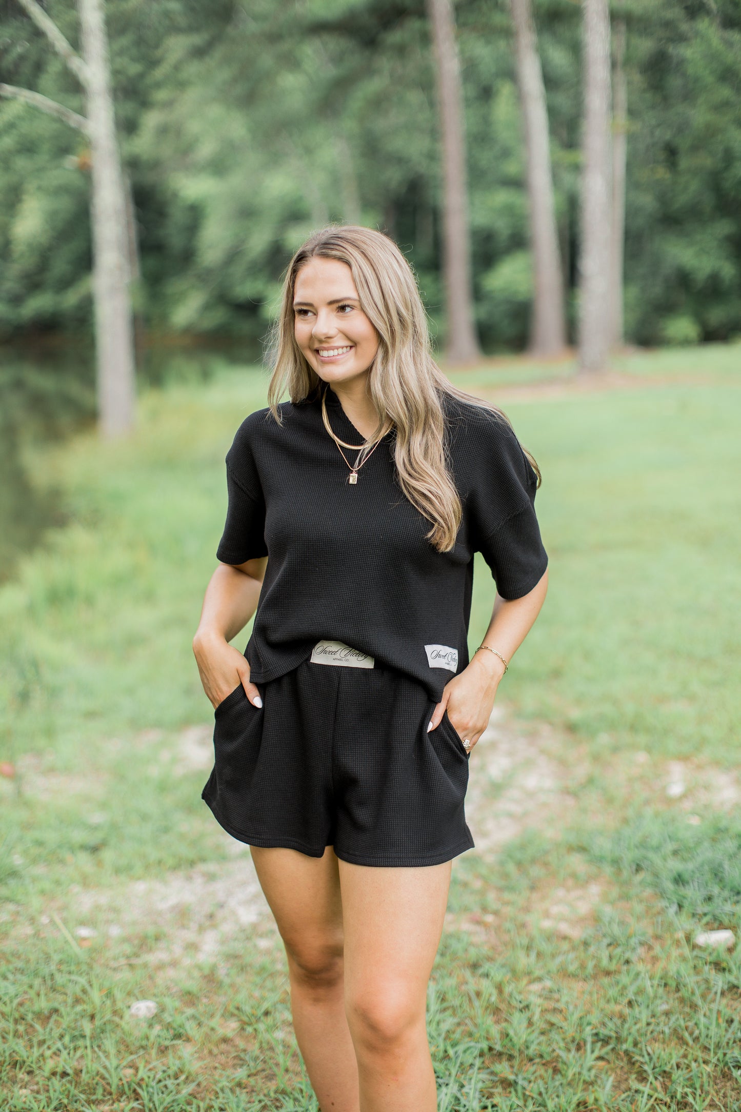 Womens Black Summer Set Shorts
