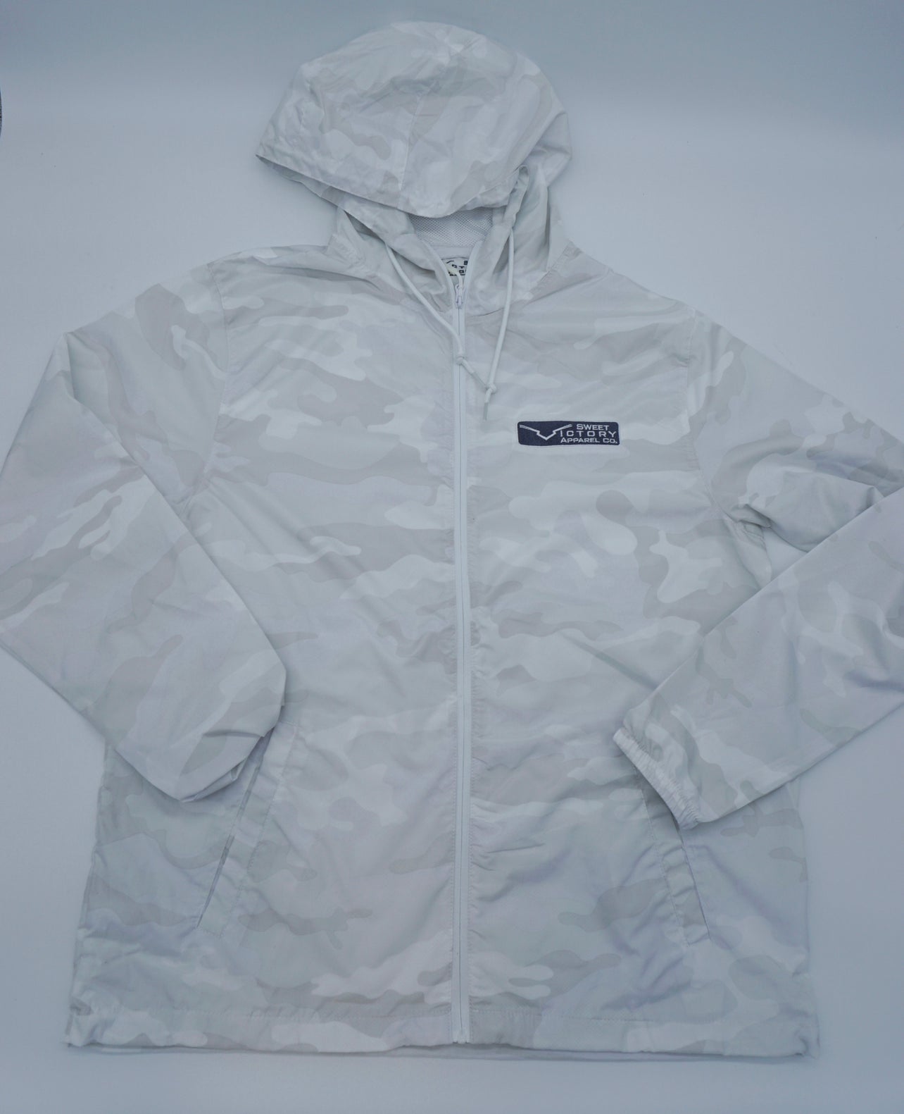 White Camo Full-Zip Windbreaker Pullover