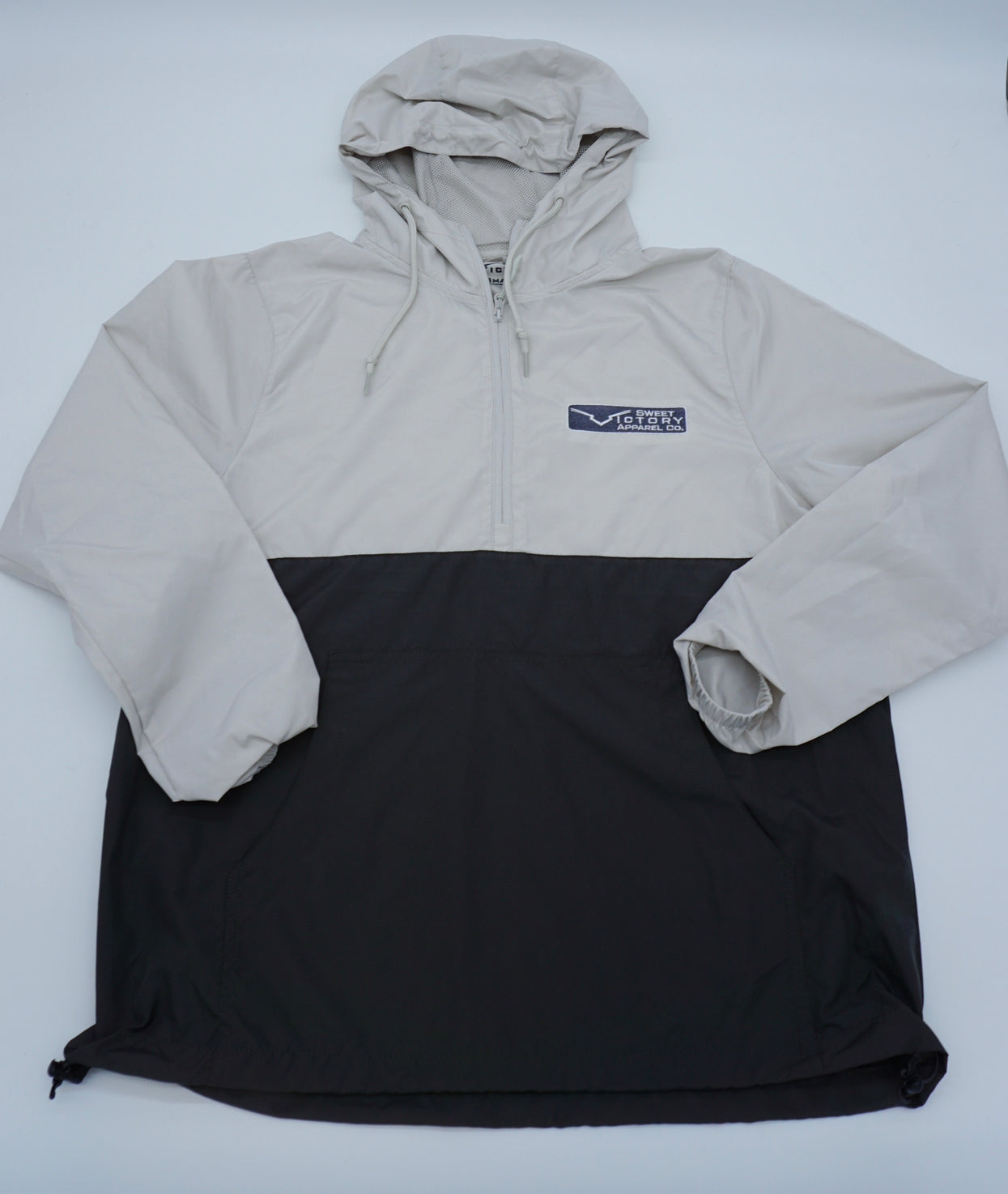 Grey/White Half-Zip Windbreaker Pullover