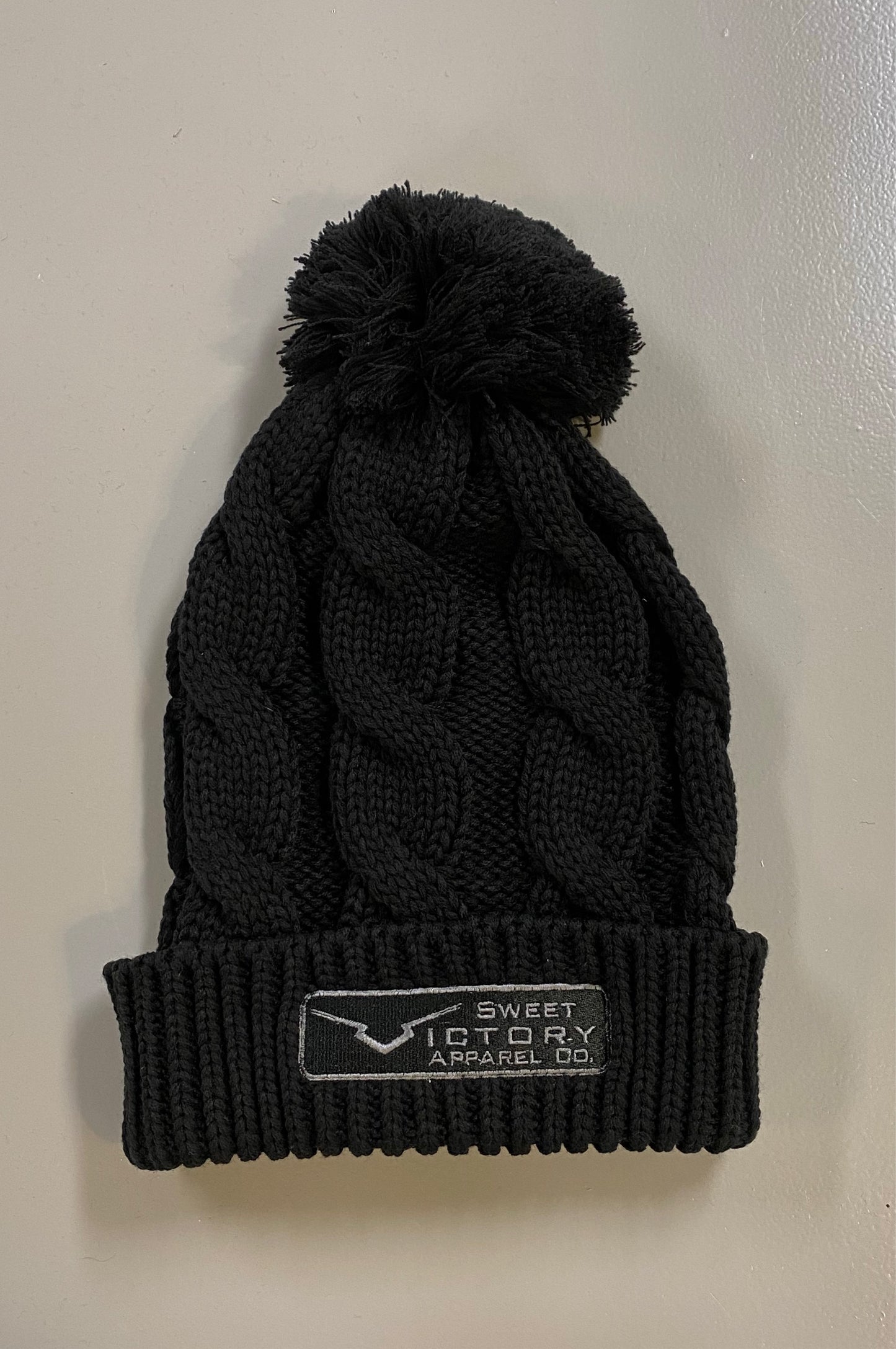 Black with Grey Knit Beanie