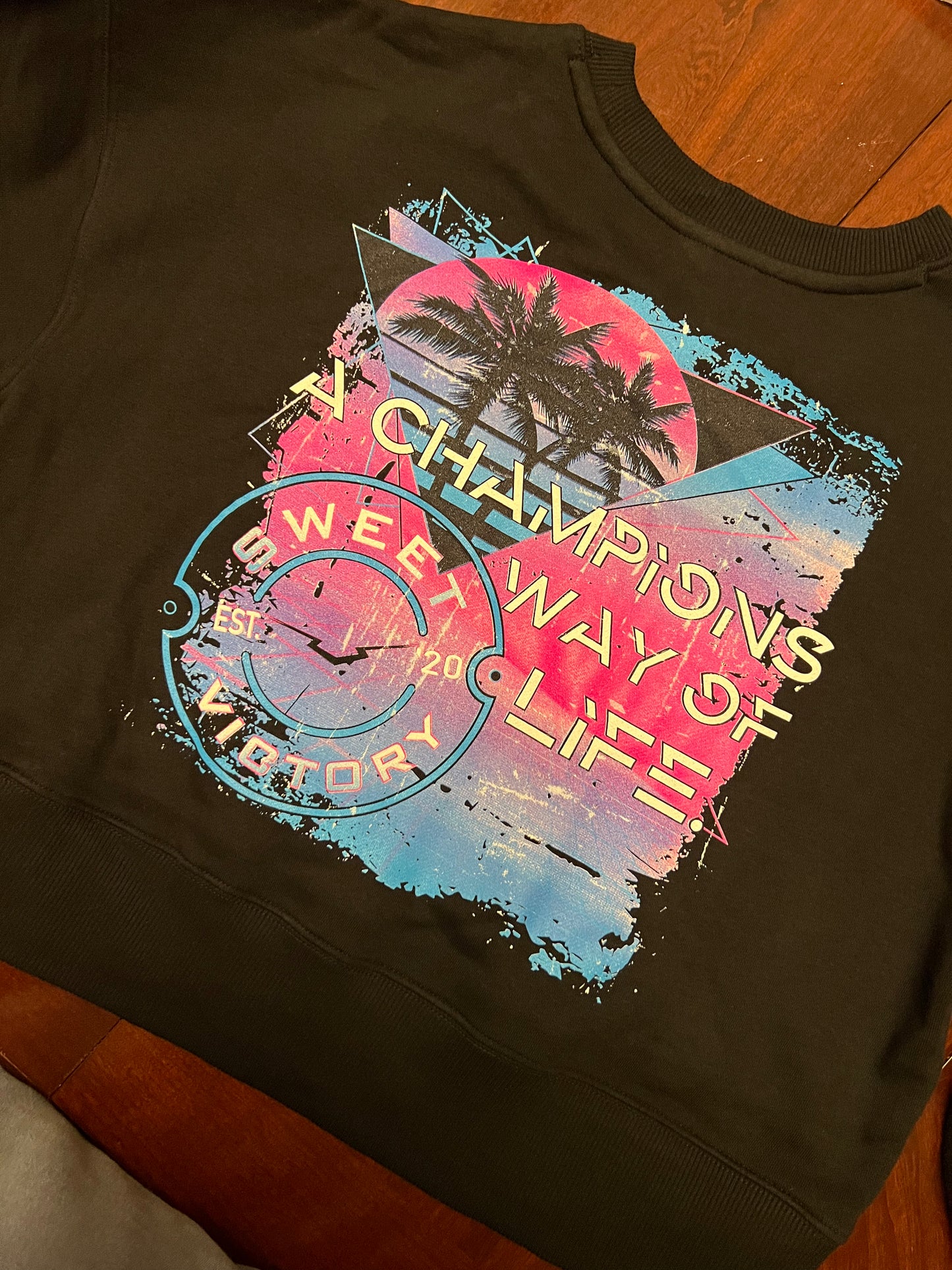 Black Malibu Champions Way Of Life Crop Crew Neck