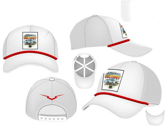 White Retro Cup Car Curved Bill Rope Hat