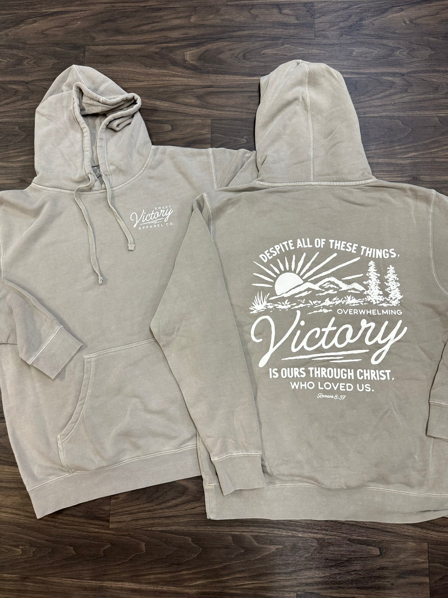 Romans 8:37 Grey Hoodie Sweatshirt