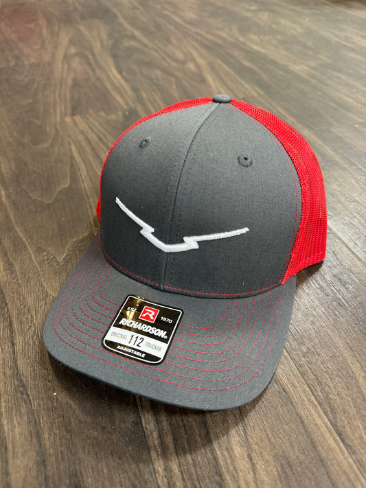 V Charcoal/Red Richardson 112 Snapback Hat