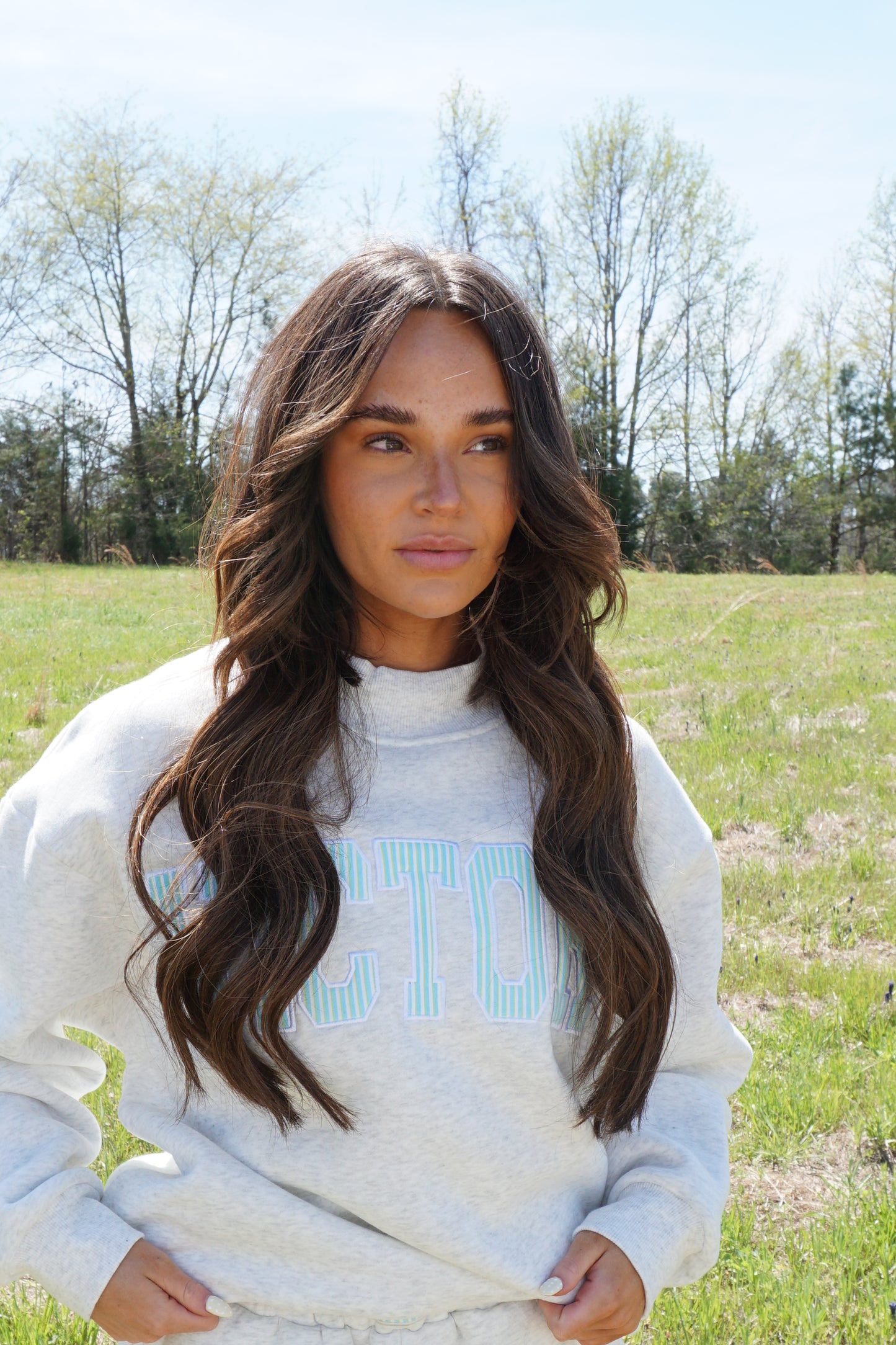 Blue Stripe Mockneck Sweatshirt