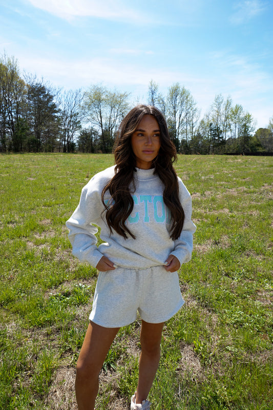 Blue Stripe Mockneck Sweatshirt