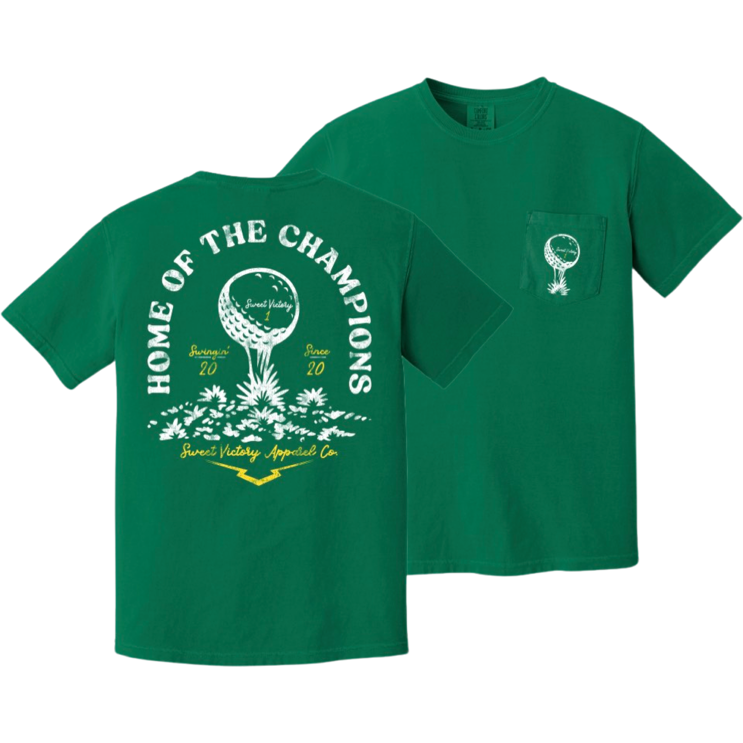 Tee Off Golf Green Pocket Tee