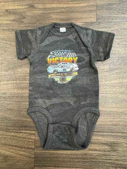 Black Camo Retro Racing Cup Car Kids Tee/Onesie