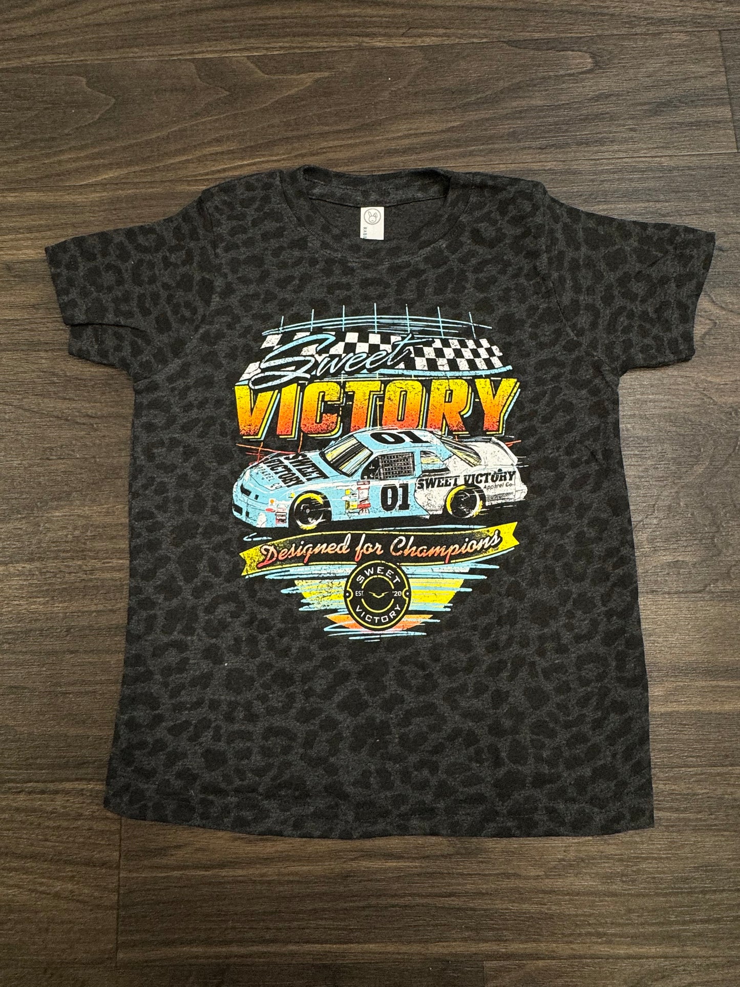 Black Leopard Retro Racing Cup Car Kids Tee/Onesie
