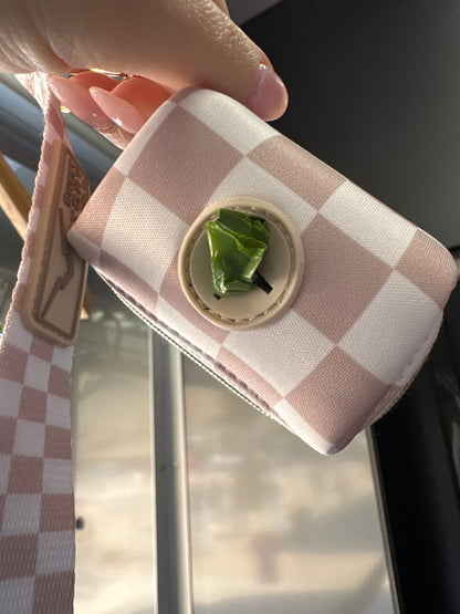 Creme Checkered Dog Waste Bag Holder