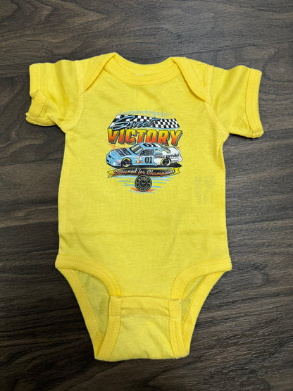 Yellow Retro Racing Cup Car Kids Tee/Onesie