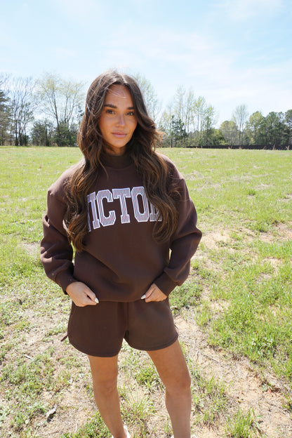 Brown Striped Mockneck Sweatshirt