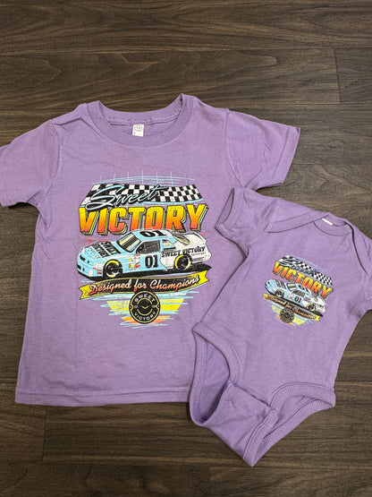 Purple Retro Racing Cup Car Kids Tee/Onesie