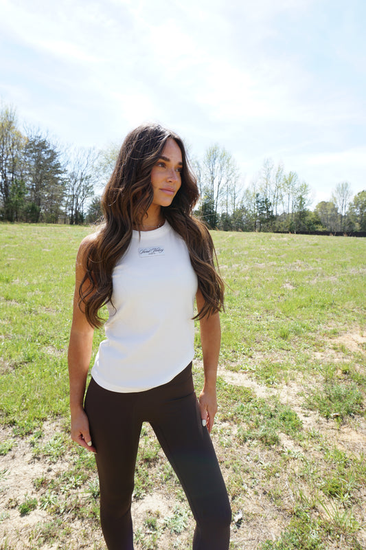 Creme Ribbed Classic Tank Top