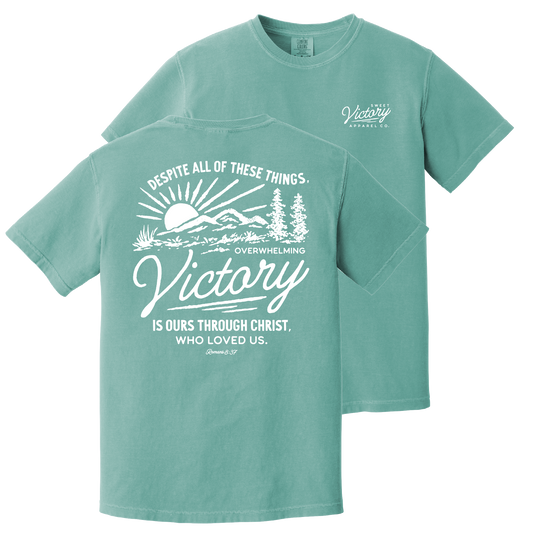 Romans 8:37 Teal Comfort Colors Tee