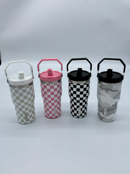 Snow Camo 20 oz Tumbler with Flip Up Straw & Handle