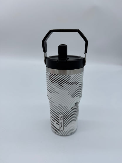 Snow Camo 20 oz Tumbler with Flip Up Straw & Handle