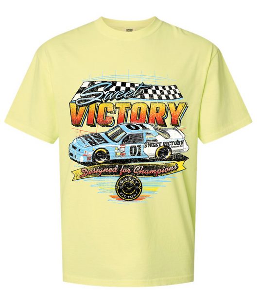 Sweet Victory Retro Racing NEON YELLOW Comfort Colors Tee