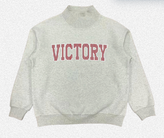 Grey VICTORY Stripe Mockneck Sweatshirt