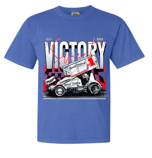 Sprint Car Retro Racing Blue Comfort Colors Tee