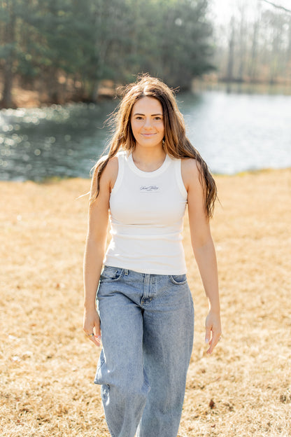 Creme Ribbed Classic Tank Top