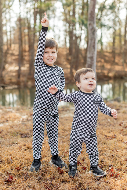 Kids Checkered Onesie/Top & Pants Set