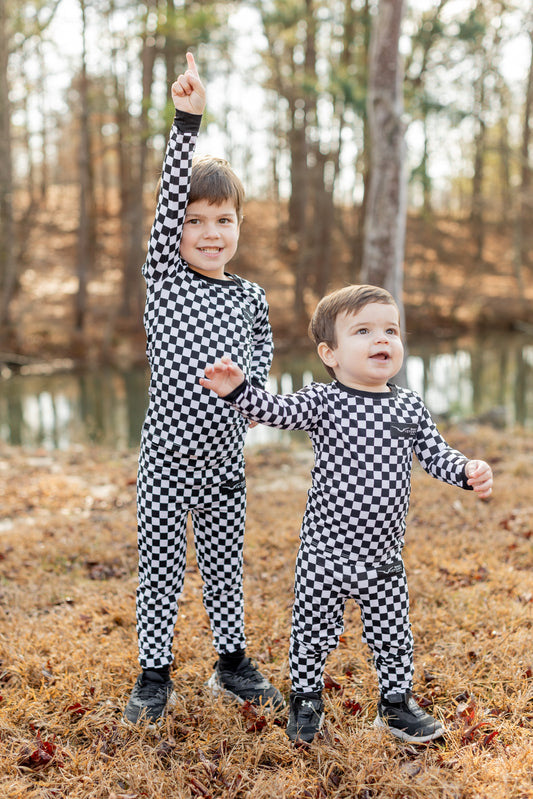 Kids Checkered Onesie/Top & Pants Set