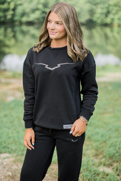 Black Victory Embroidered Crewneck Sweatshirt
