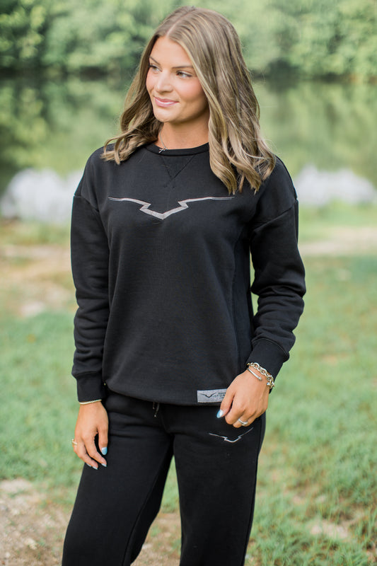 Black Victory Embroidered Crewneck Sweatshirt