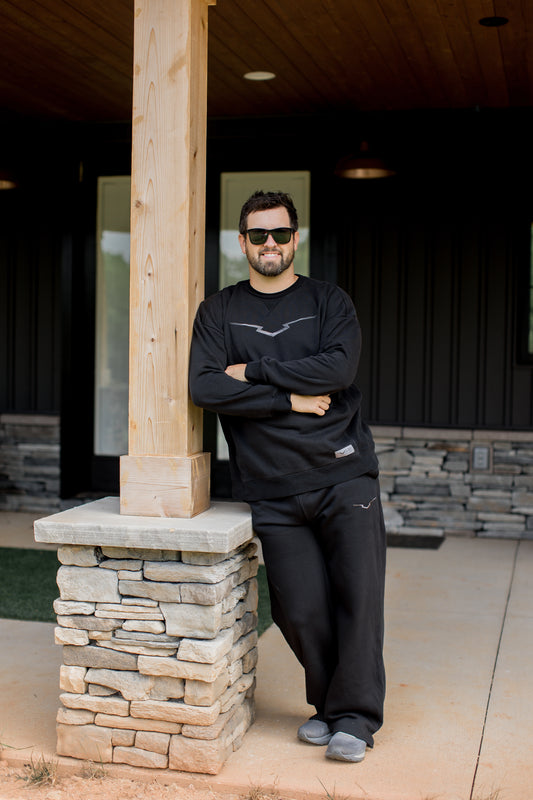 Black Victory Sweat Set Travel Pant