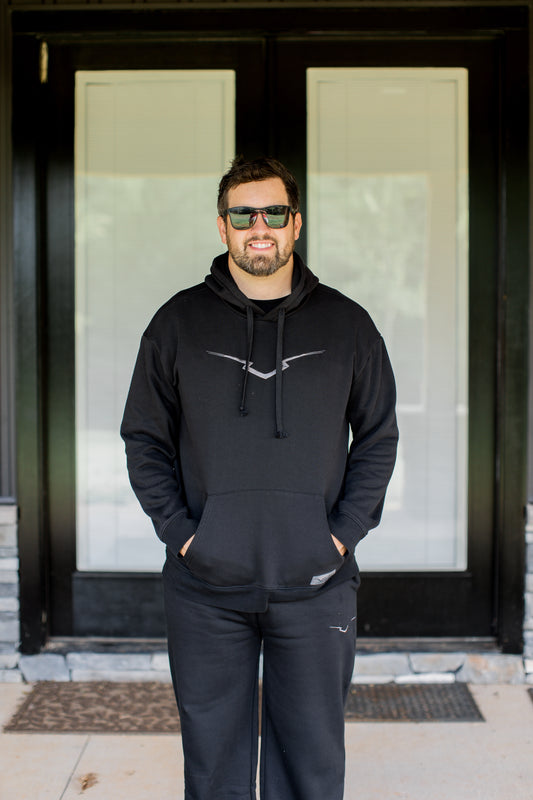 Black Victory Embroidered Hoodie Sweatshirt