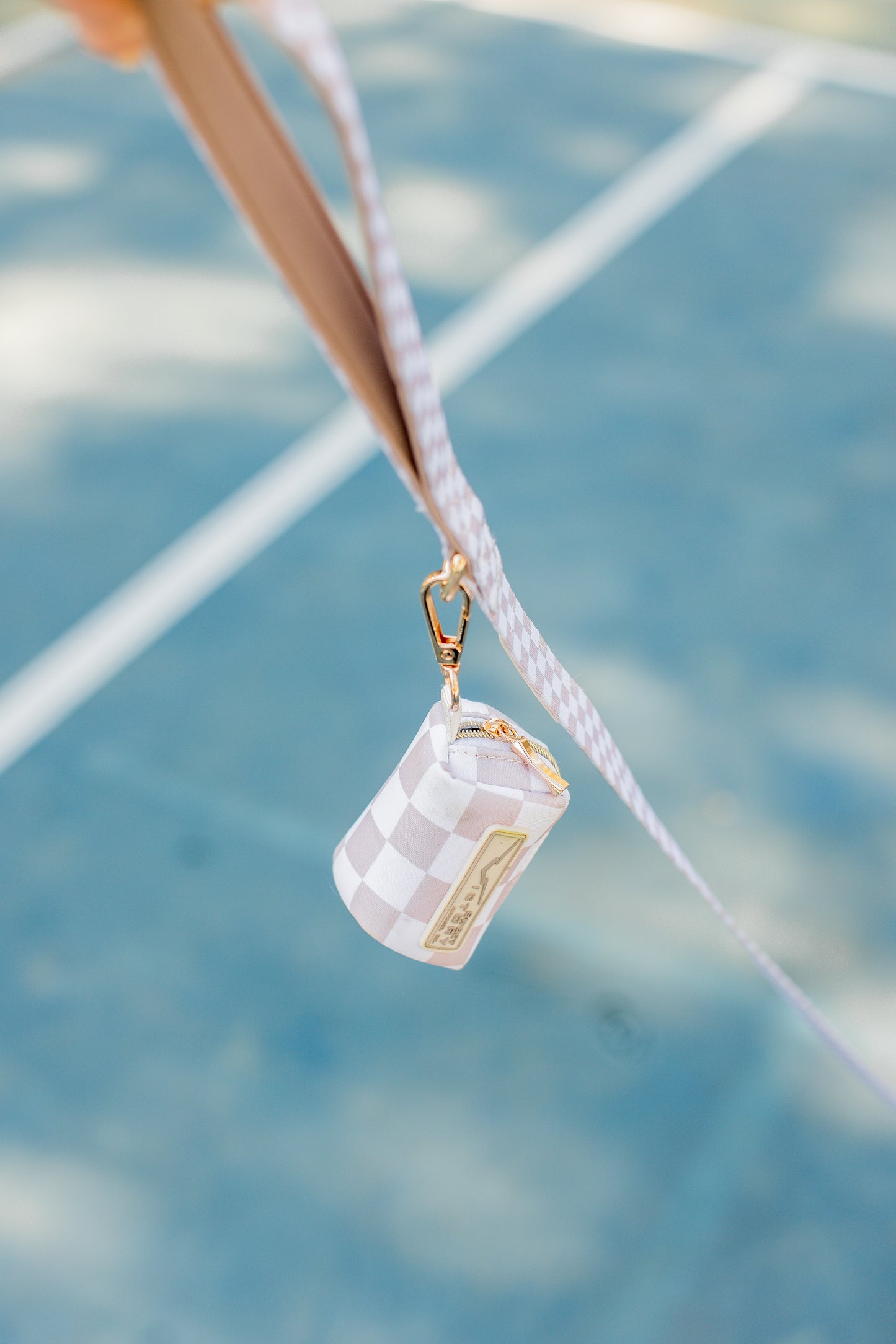 Creme Checkered Dog Waste Bag Holder